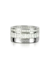 Emporio Armani - Metallic Sterling Silver Multi-stone Barrel Ring - Lyst