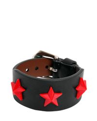 Givenchy Black Perspex Stars Leather Cuff Bracelet