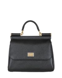 Dolce & Gabbana | Black Sicily Medium Textured-leather Tote | Lyst