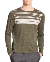 VINCE | Green Striped Sweater for Men | Lyst
