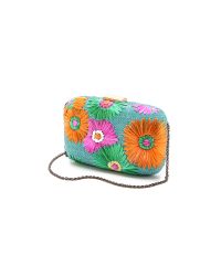 Serpui Multicolor Flora Embroidered Clutch