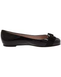 Ferragamo | Black Fun Patent Ballerina Flats | Lyst