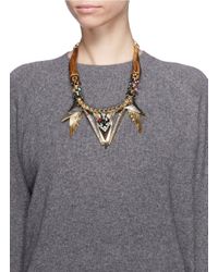 Iosselliani | Metallic Wood Horn Crystal Cheetah Necklace | Lyst