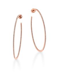 Michael Kors | Pink Brilliance Statement Pave Rose Goldtone Inside-outside Hoop Earrings/2.15 | Lyst