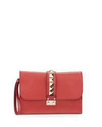 Valentino Black Lock Rockstud Vitello Clutch Bag