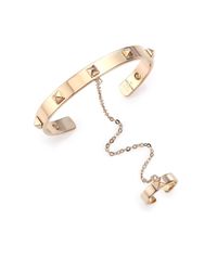 Valentino Rockstud Chained Cuff Bracelet & Ring Set in Gold 