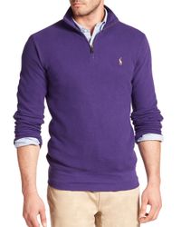 Polo Ralph Lauren | Purple Half-zip Pima Mockneck Pullover for Men | Lyst