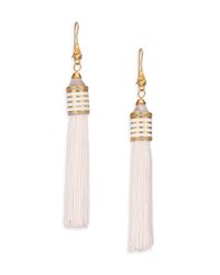 Eddie Borgo | Metallic White Lace Agate, Crystal, Enamel & Silk Tassel Earrings | Lyst