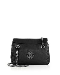 Roberto Cavalli | Black Pebbled Leather Chain Shoulder Bag | Lyst