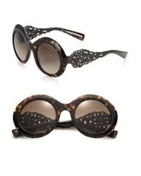 Dolce & Gabbana | Black Filigree 51mm Round Sunglasses | Lyst