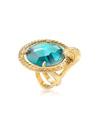 Just Cavalli - Blue Just Queen Crystal Golden Ring - Lyst