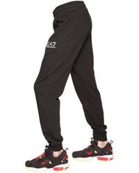 EA7 | Black Cotton Blend Jogging Pants for Men | Lyst
