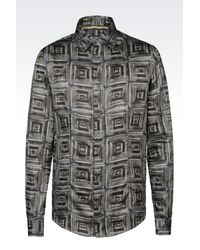 Armani Jeans | Gray Slim Fit Shirt In Cotton Chambray for Men | Lyst