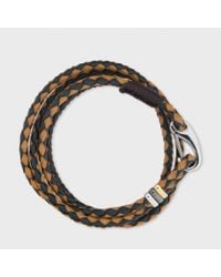 Paul Smith | Blue Men's Taupe And Green Leather Wrap Bracelet for Men | Lyst