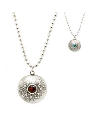 Becky Dockree Jewellery - Metallic Silver Double Gem Etched Dome Necklace - Lyst