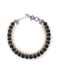 Venna | Multicolor Chain Link Pearl Pavé Collar Necklace | Lyst
