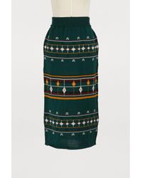 Maison Père Green Star Print Skirt