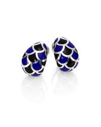 John Hardy | Blue Naga Two-Tone Enamel & Sterling Silver Buddha Belly Earrings | Lyst