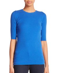 VINCE | Blue Skinny Rib Sweater-knit Tee | Lyst