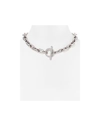 Michael Kors | Silver Chain Link Pave Toggle Necklace, 18" | Lyst
