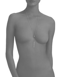 Michael Kors | Metallic Heritage Logo Bar Lariat Necklace/silvertone | Lyst