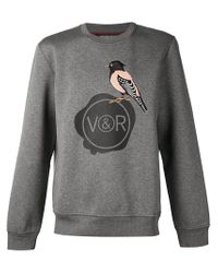 Viktor Rolf Embroidered Bird Logo Print Sweatshirt In Grey Grey For Men Lyst