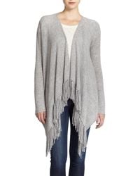 360cashmere | Gray Dominique Cashmere Fringed Draped Cardigan | Lyst