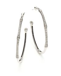 John Hardy | Metallic Bamboo Diamond & Sterling Silver Hoop Earrings/1.6 | Lyst