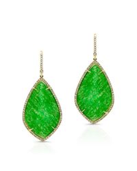 Anne Sisteron - Green 14kt Yellow Gold Jade Diamond Earrings - Lyst