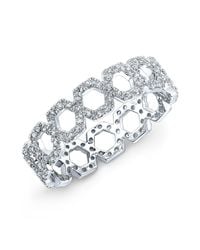 Anne Sisteron | Metallic 14kt White Gold Diamond Mini Lattice Ring | Lyst
