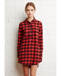 black and red plaid shirt dress