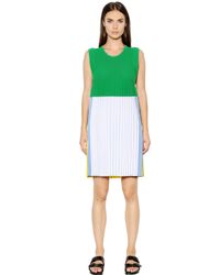 Mrz | Green Pleated Color Block Viscose Dress | Lyst