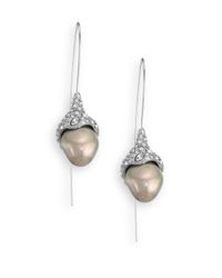 Alexis Bittar | Metallic Miss Havisham Liquid Pave & Faux Pearl Wire Drop Earrings | Lyst