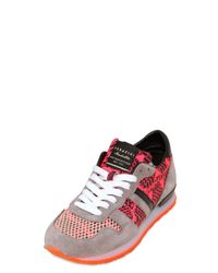 Serafini | Pink 20mm Leather Python Print Sneakers | Lyst