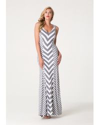 grey and white striped maxi dress