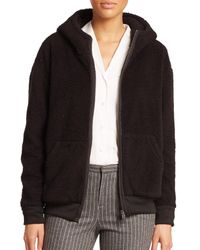 ATM | Black Faux Fur Funnel-neck Hoodie | Lyst