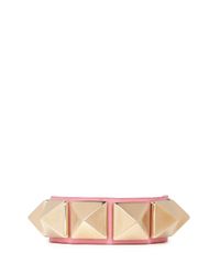 Valentino | Pink 'rockstud' Macro Leather Bracelet | Lyst