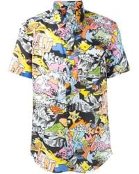 Cartoon print shirt men's clearance