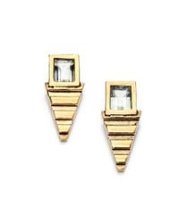 Aesa | Metallic Green Amethyst Lunar Pool Stud Earrings | Lyst