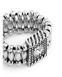 Philippe Audibert | Metallic 'lina' Engraved Plate Front Elastic Ring | Lyst