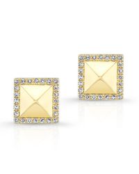 Anne Sisteron - 14kt Yellow Gold Diamond Edged Pyramid Stud Earrings - Lyst