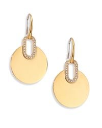 Michael Kors | Metallic Cityscape Disc Pavé Drop Earrings | Lyst