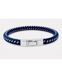 Tateossian - Stenyl Bracelet In Blue Nylon And Steel Wire With Silver Clasp for Men - Lyst
