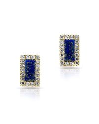 Anne Sisteron - Blue 14kt Rose Gold Lapis Diamond Bar Stud Earrings - Lyst
