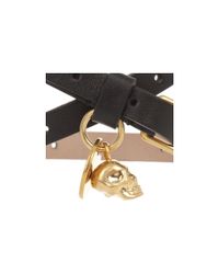 Alexander McQueen | Black Leather Double Wrap Skull Bracelet | Lyst