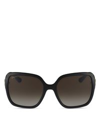 Ferragamo | Black Leather Oversized Square Sunglasses, 57mm | Lyst