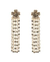 Oscar de la Renta | Metallic Multistrand Crystal Flower Earrings | Lyst