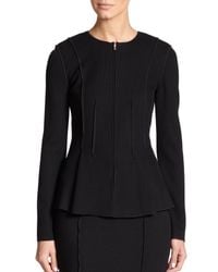 St. John | Black Milano Flared Knit Jacket | Lyst