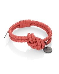 Bottega Veneta | Red Intrecciato Leather Double-Row Wrap Bracelet | Lyst