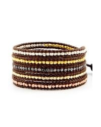 Chan Luu | Nugget Wrap Bracelet On Brown Leather | Lyst